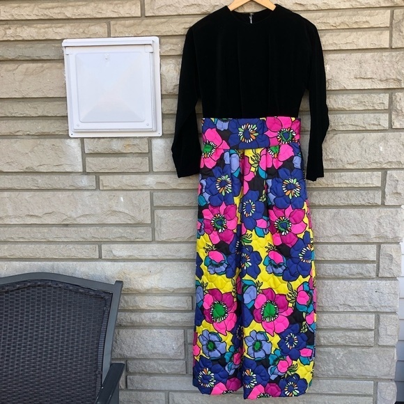 Vintage Handmade Quilted and Velvet Dress - Picture 1 of 16